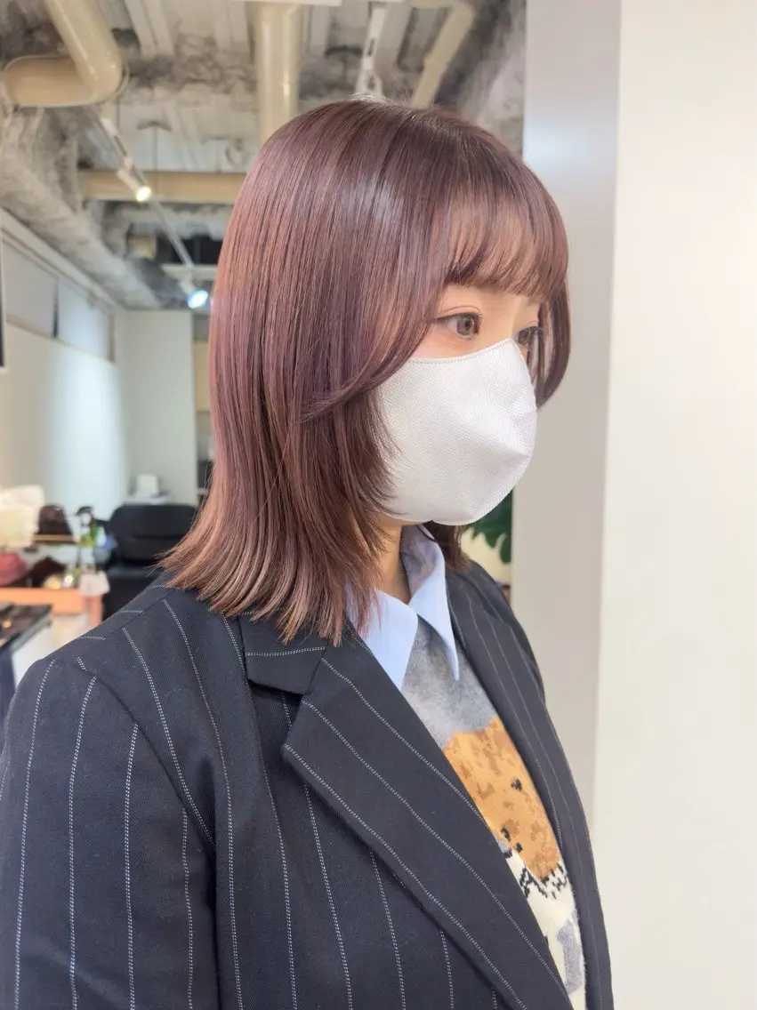 ミディアム カラー 顔周りカット カット ヘアカラー レイヤー/顔周り /いいぬまみかのヘアスタイル