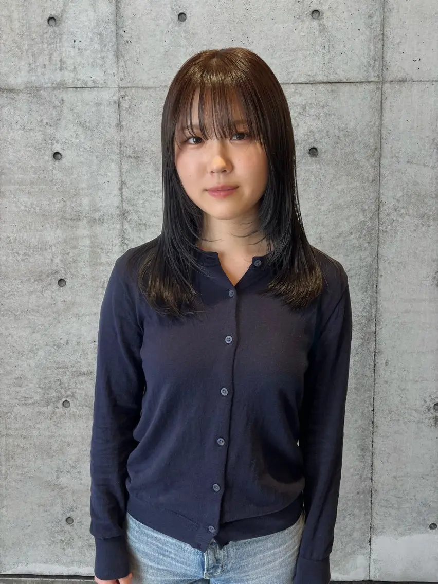 ミディアム カラー カット ヘアカラー トリートメント 縮毛矯正ボブ&顔まわ レイヤー♡TOMOEのヘアスタイル