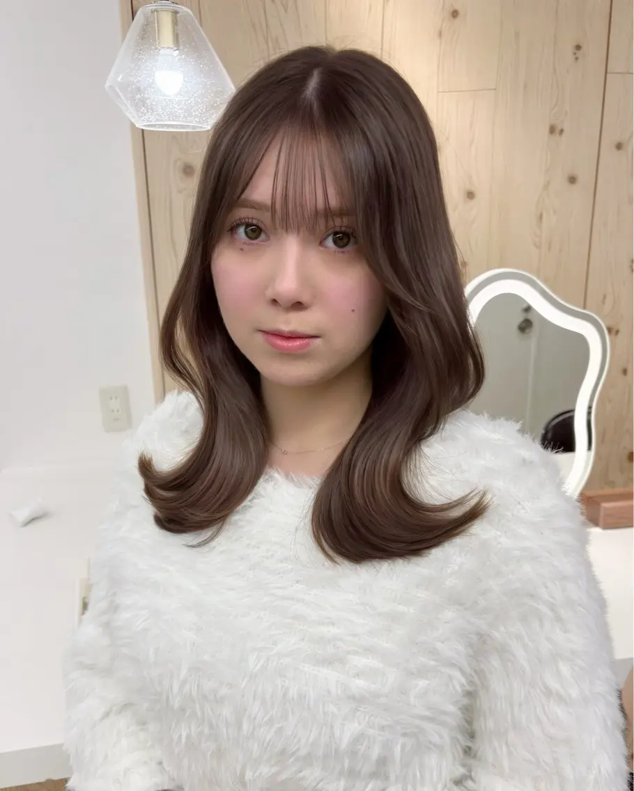 ミディアム カラー ヘアカラー 新宿/韓国ヘア/ 髪質改善ストレートのヘアスタイル