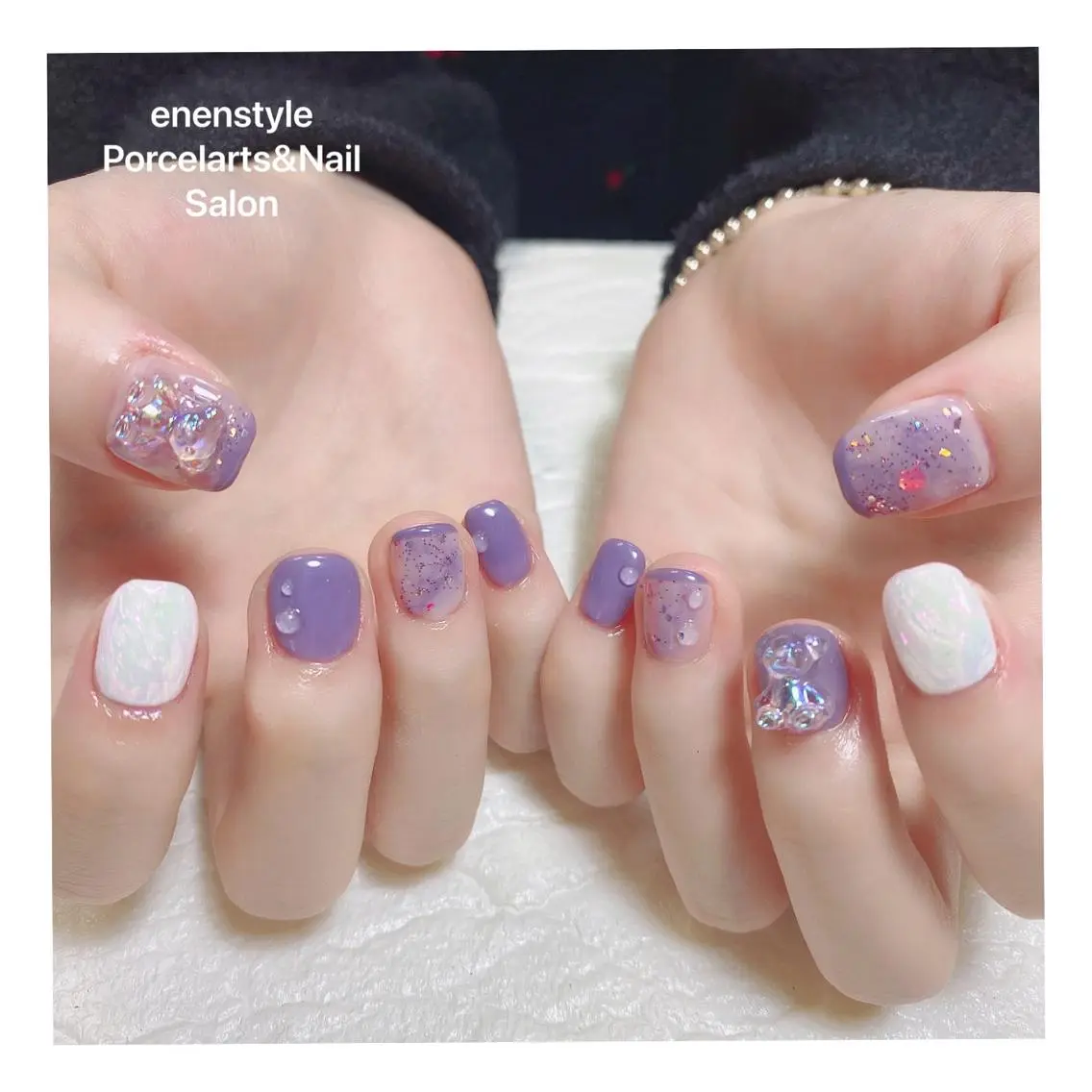 ミディアム ネイル ハンドネイル 🐾enen style 🐾のネイルデザイン