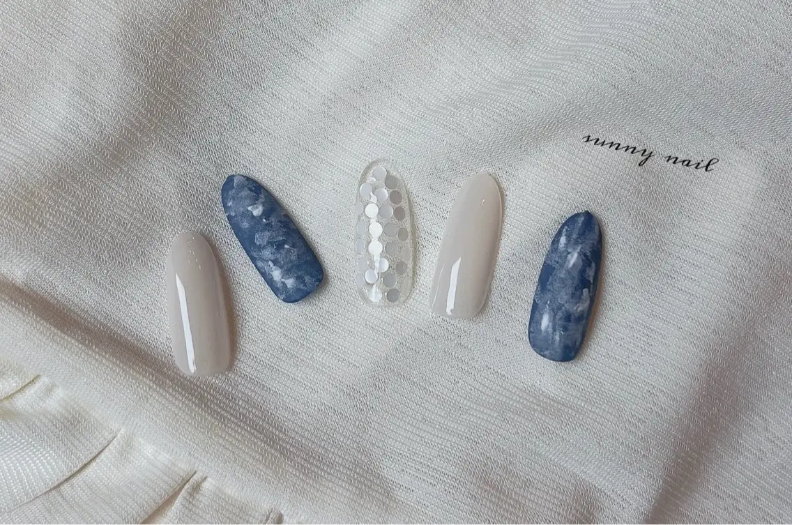 ネイル ジェルネイル ネイビー パラジェル sunny nailのネイルデザイン