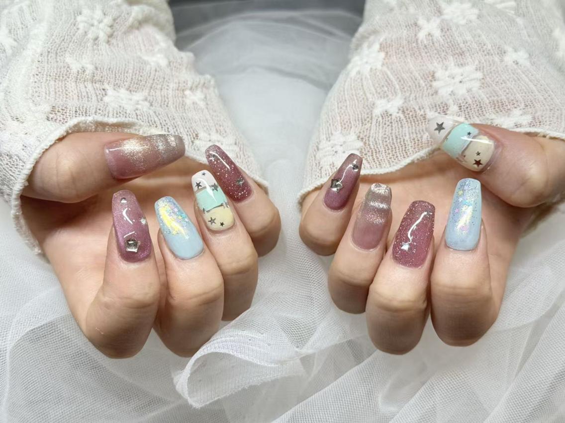 ネイル チークネイル 長さ出し フラッシュネイル フレンチネイル ガラスフレンチ ハンドネイル ハンドケア The Nail 大久保店のネイルデザイン