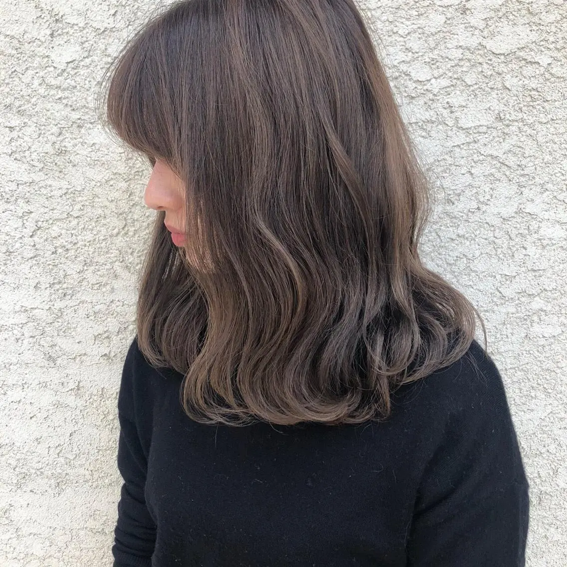 セミロング カラー ニュアンスパーマ/ レイヤー/茶屋町のヘアスタイル