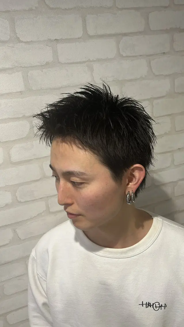 ショート メンズ スパイキーショート 刈り上げ ショートヘア カット ヘッドスパ オクモト リキのヘアスタイル