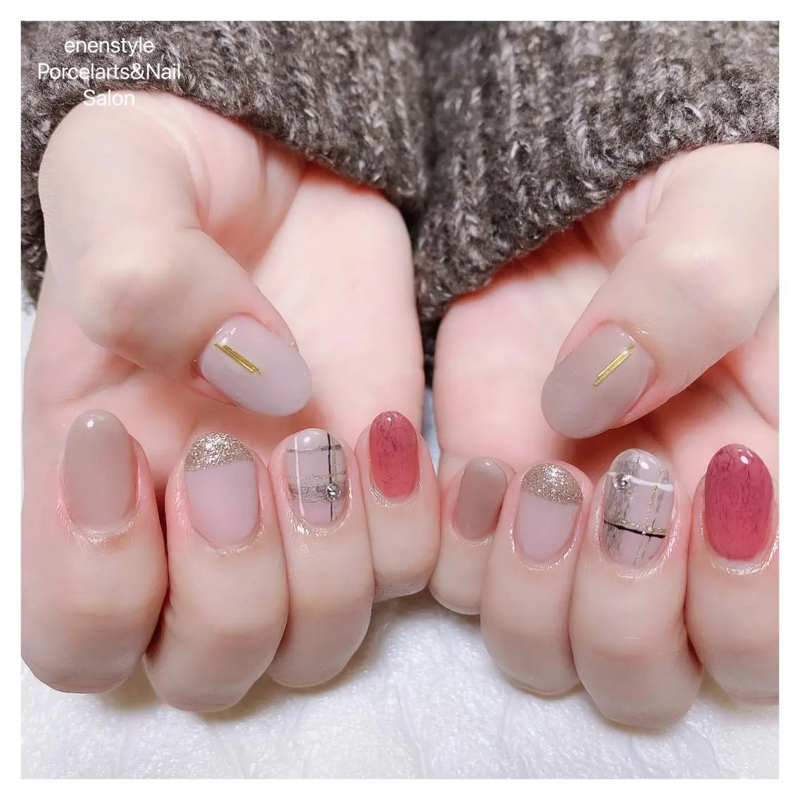 ミディアム ネイル ハンドネイル 🐾enen style 🐾のネイルデザイン