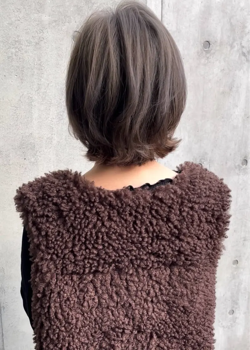 ショート カラー ボブレイヤー ベージュカラー ボブ レイヤーカット 田室 和幸のヘアスタイル