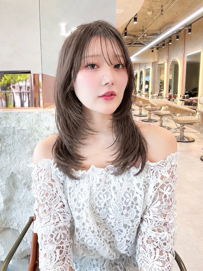 ミディアム 韓国風ヘア レイヤーカット カット ヘアカラー トリートメント 失敗しないレイヤー/ 顔まわり☀️しゅうとのヘアスタイル