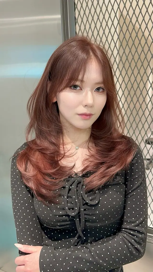 ロング 韓国風ヘア レイヤーカット 似合わせカット 韓国レイヤー × ハイトーン/コウスケのヘアスタイル