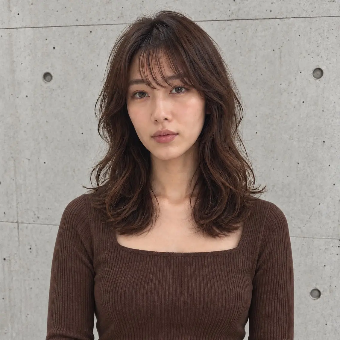 セミロング パーマ セミロングパーマ ボブ デジタルパーマ カット パーマ NAGANO/朝ラク くせ毛風デジパのヘアスタイル