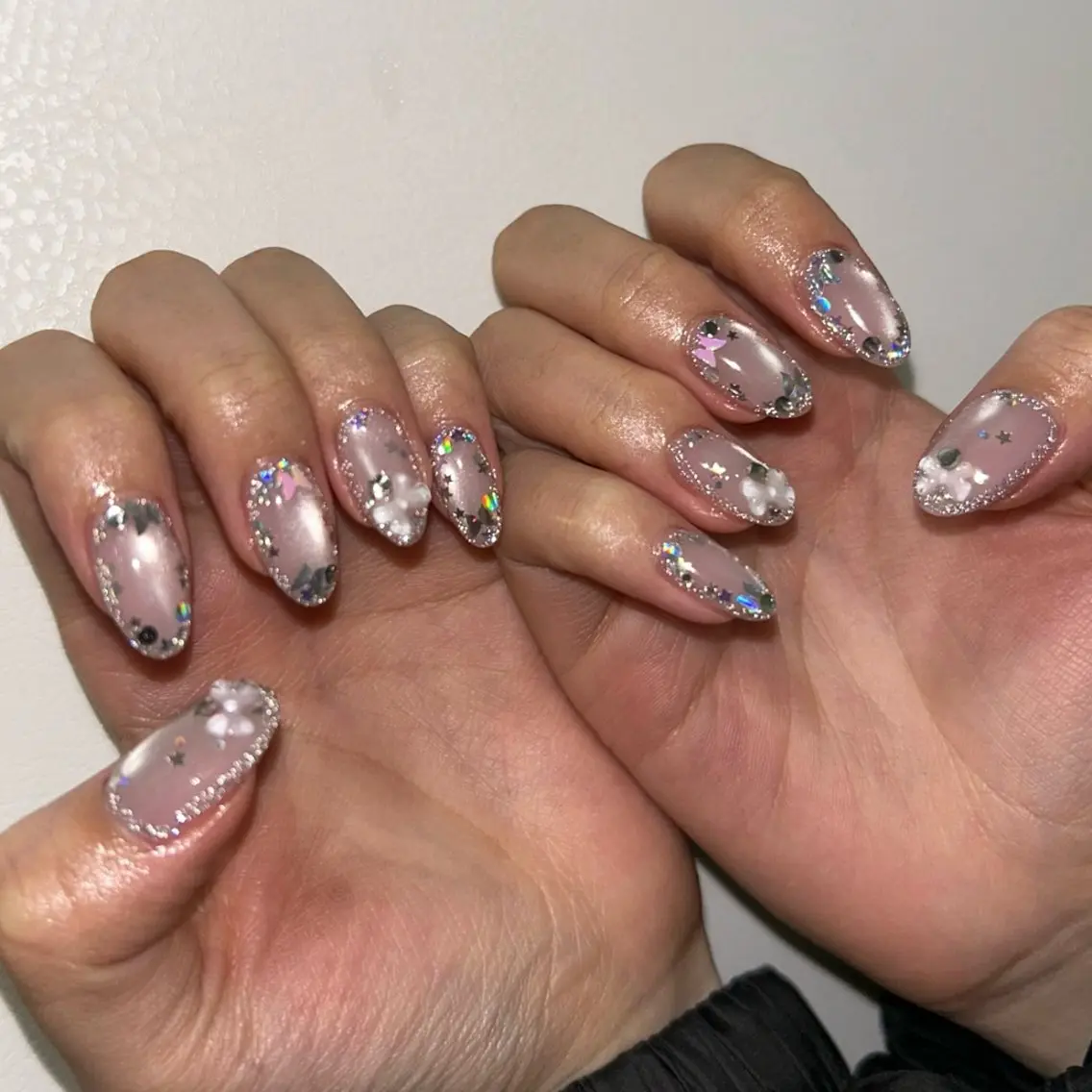ネイル 氷ネイル・うるうるネイル キラキラネイル パラあり！フィルイン 美フォルムのネイルデザイン