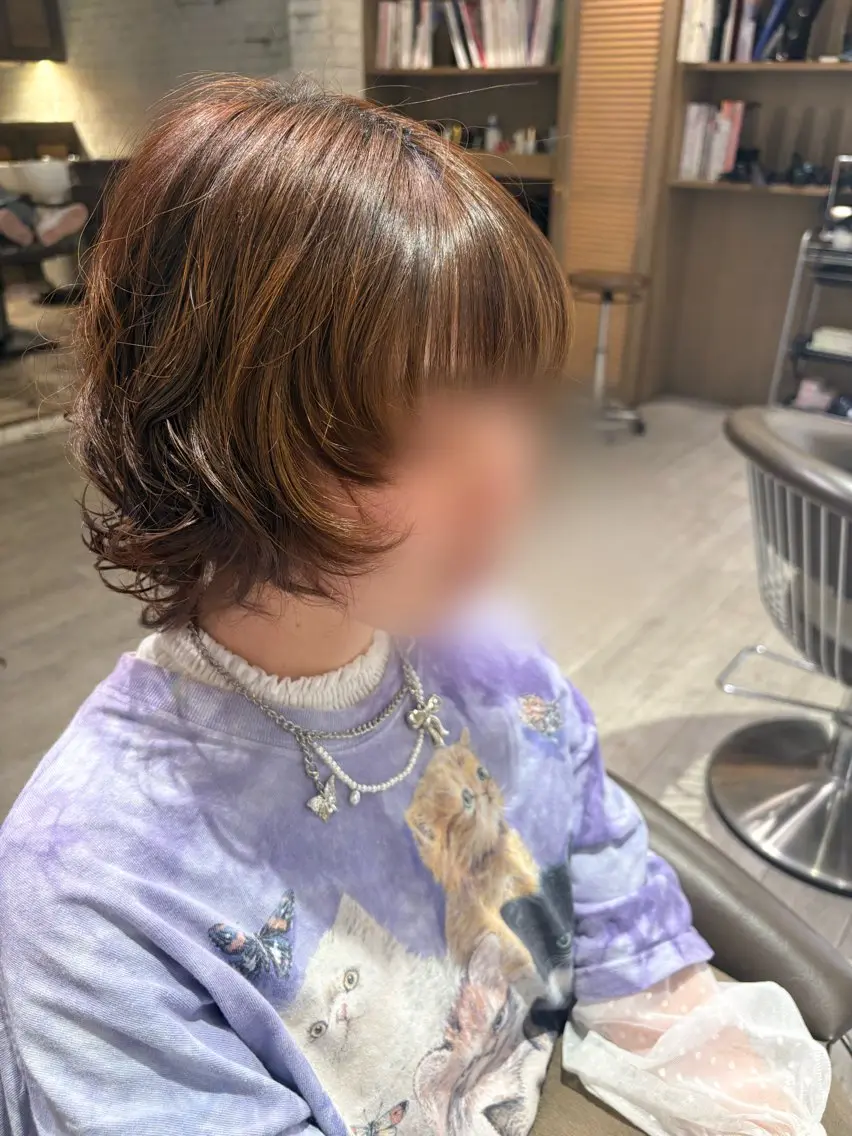 ミディアム ミディアムパーマ 顔周りカット ウルフカット 篠原 葉奈未のヘアスタイル
