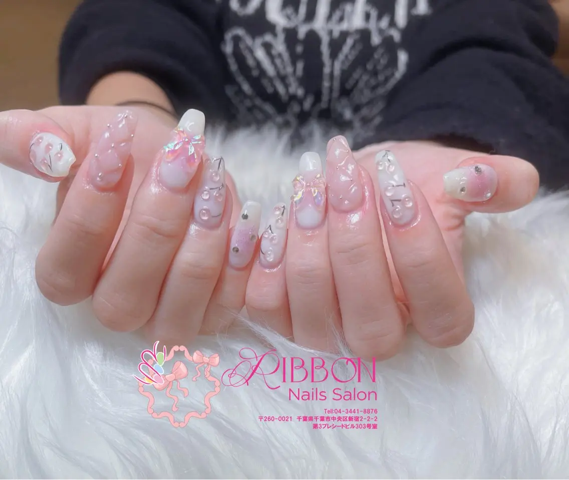 ネイル チークネイル フットネイル フレンチネイル グラデーション 韓国ネイル Ribbonnail salonのネイルデザイン