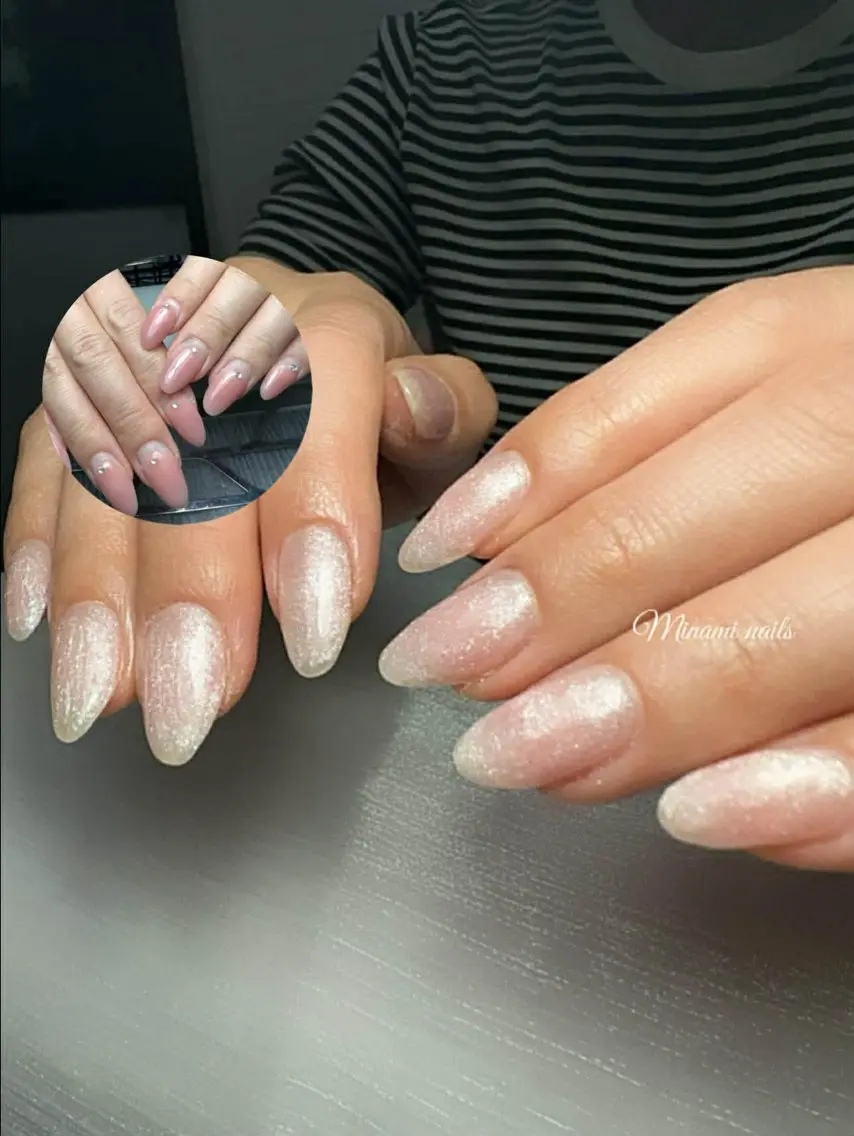ネイル アートネイル オーロラネイル ガーリー キラキラネイル 韓国ネイル ハンドネイル Minami Nailsのネイルデザイン