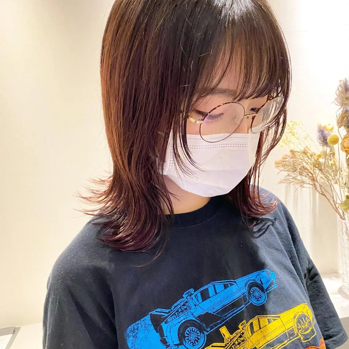 ミディアム アッシュ ボブ 髪質改善 レイヤーカット カット ヘアカラー トリートメント ショート〜ミディアム 喜多司のヘアスタイル