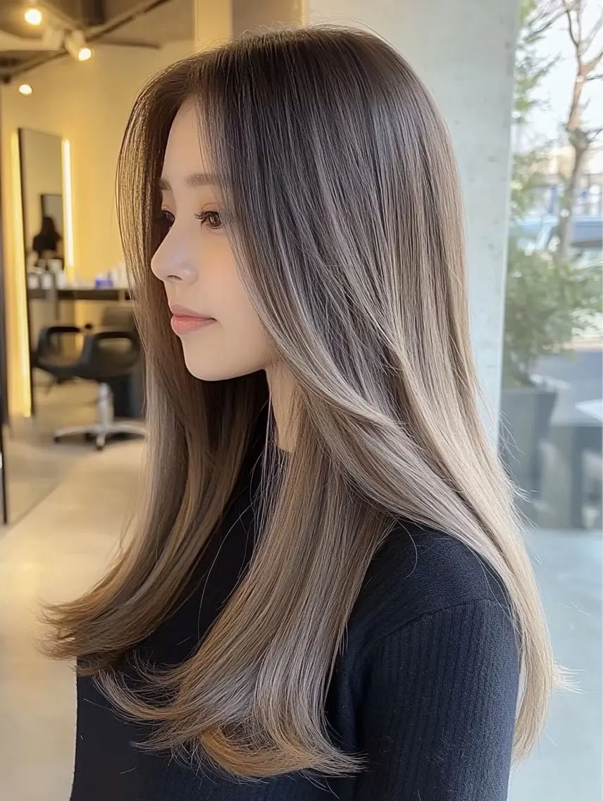 ロング カット ヘアカラー トリートメント 似合わせカット 韓国風/モデル募集中のヘアスタイル