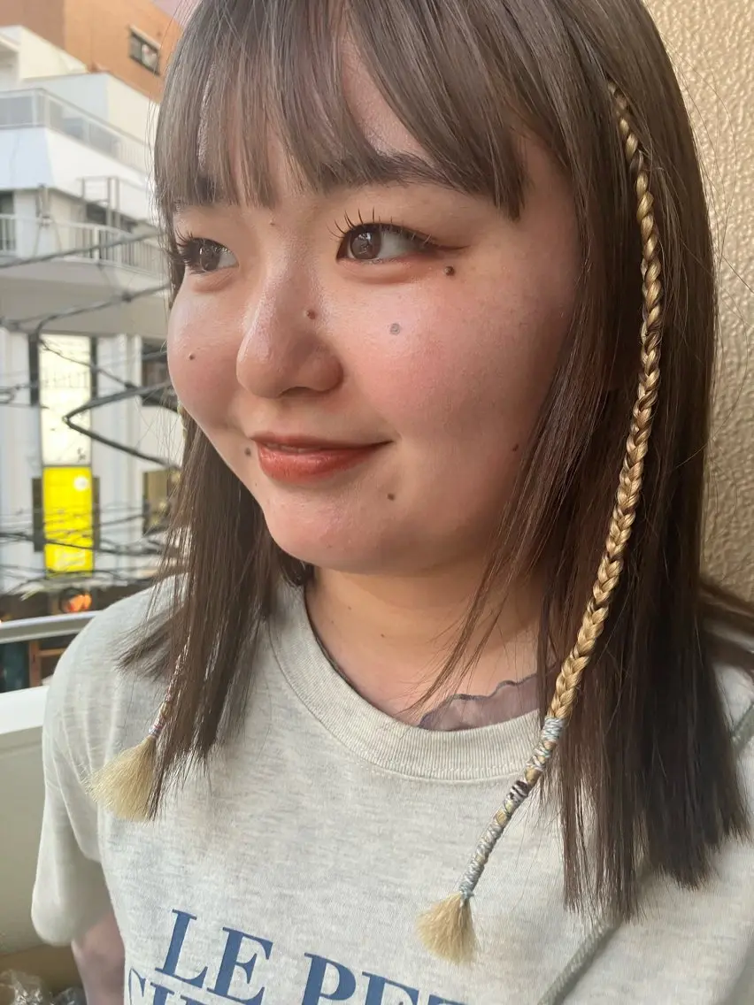 ミディアム 韓国エクステ／羽エク ダブルスキル💛のヘアスタイル