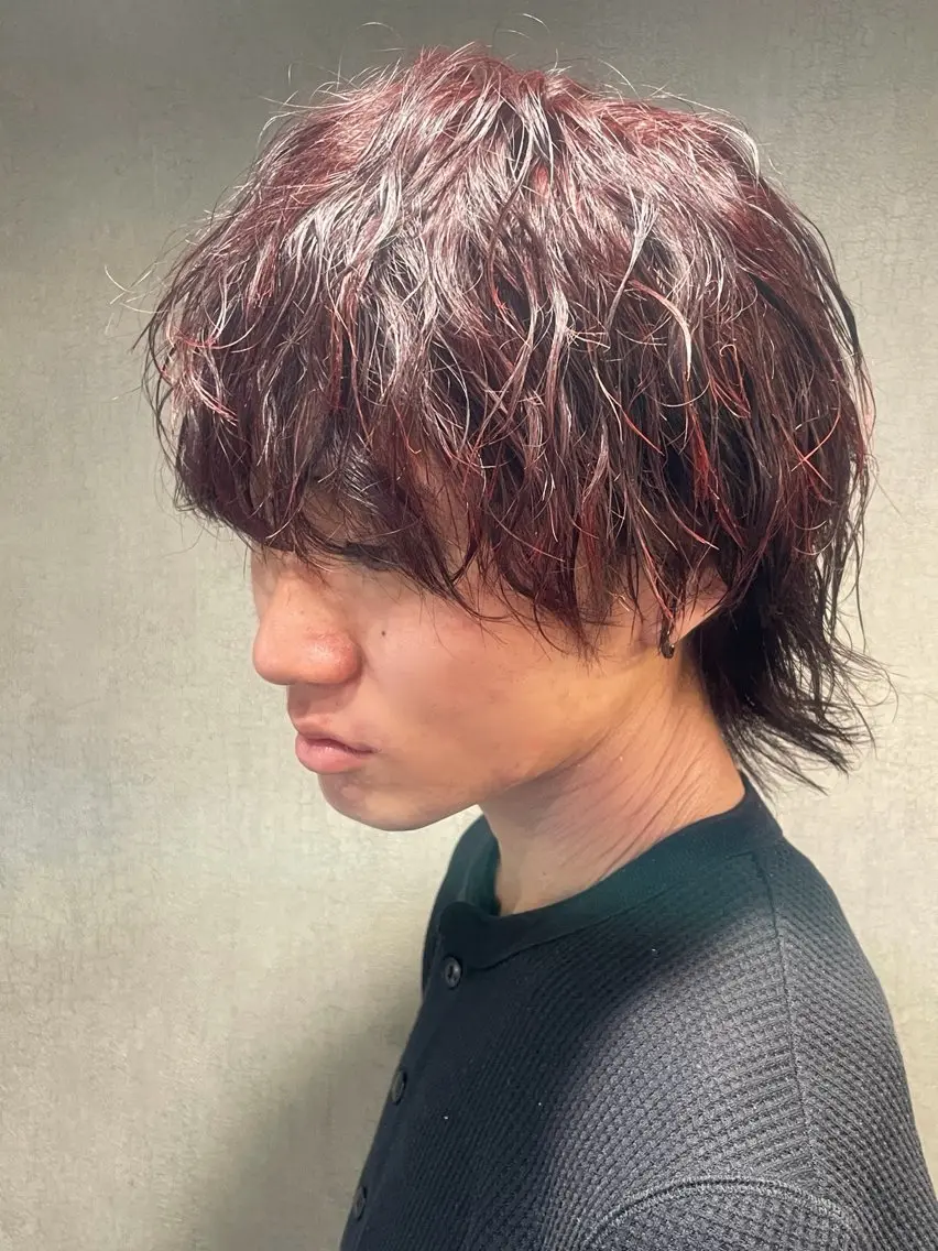 メンズ メンズブリーチ マッシュウルフ マッシュ メンズパーマ メンズウルフカット Li'a【リア】 ANNAのヘアスタイル