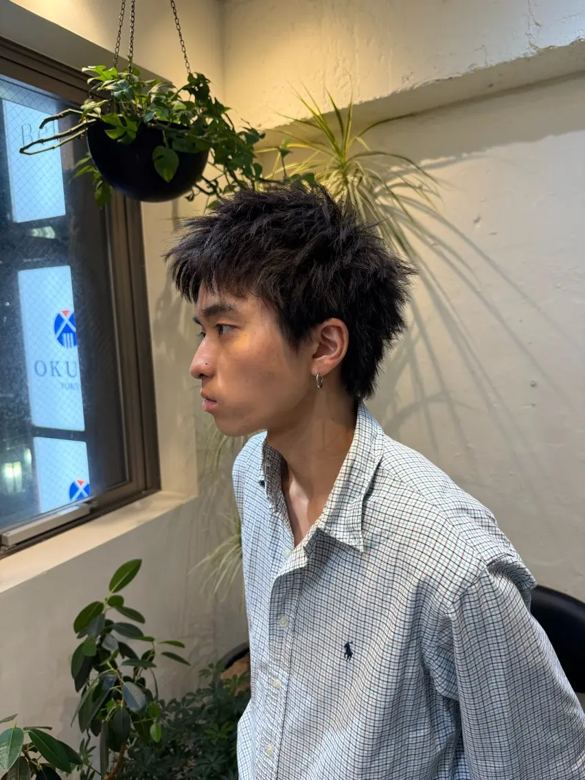 メンズ センターパート カット 川口開世 cut・permのヘアスタイル