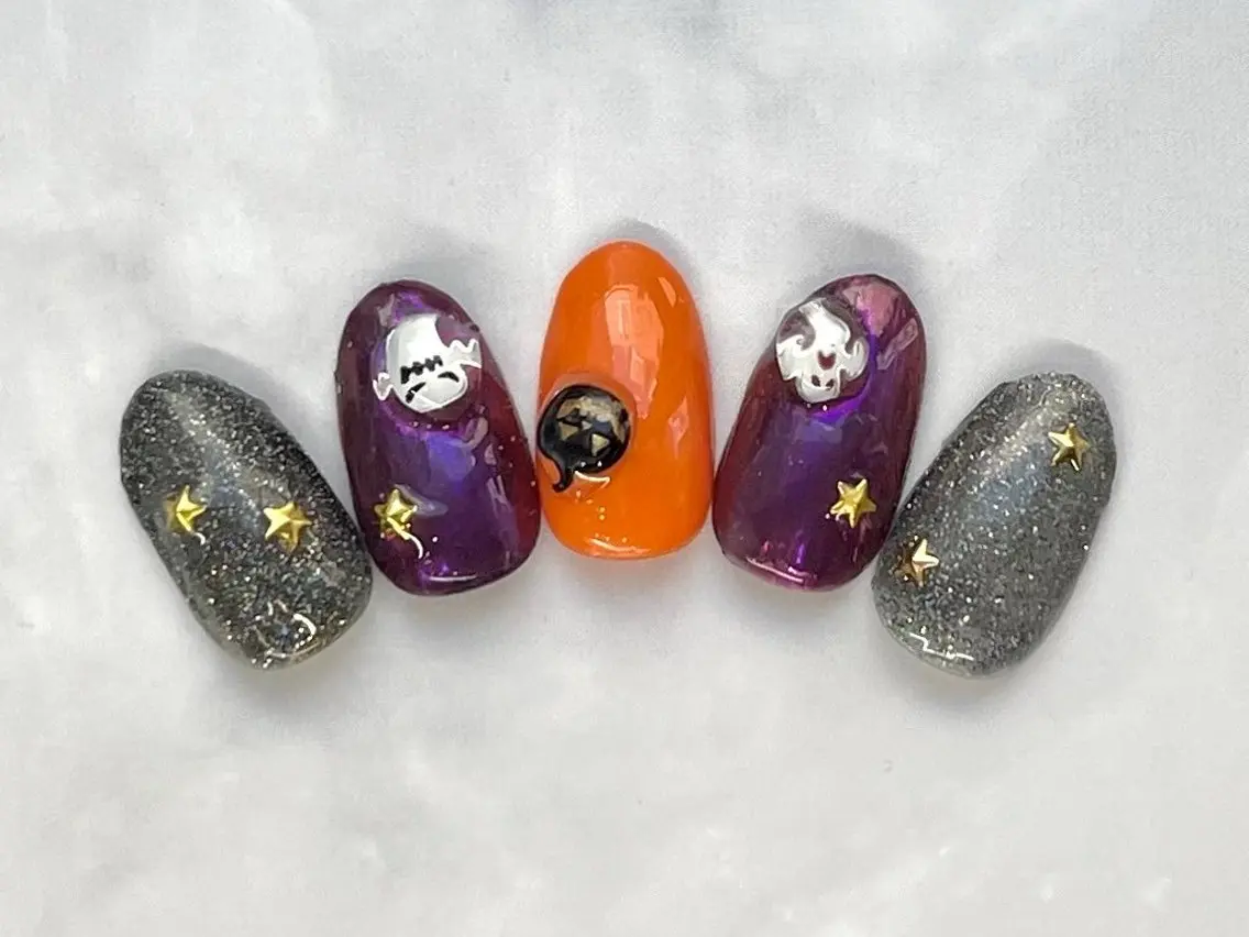 ネイル ハロウィン feminine nailのネイルデザイン