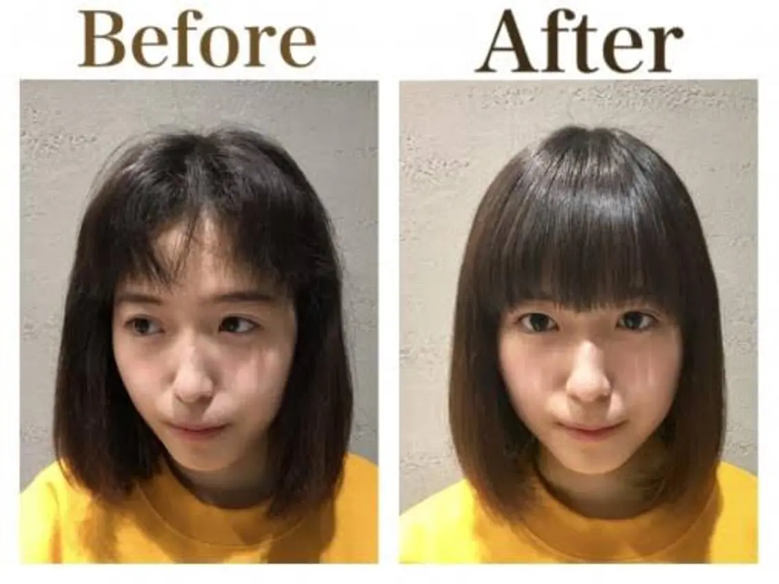【髪質改善】前髪＋顔周りケア縮毛矯正＋前髪カットの写真