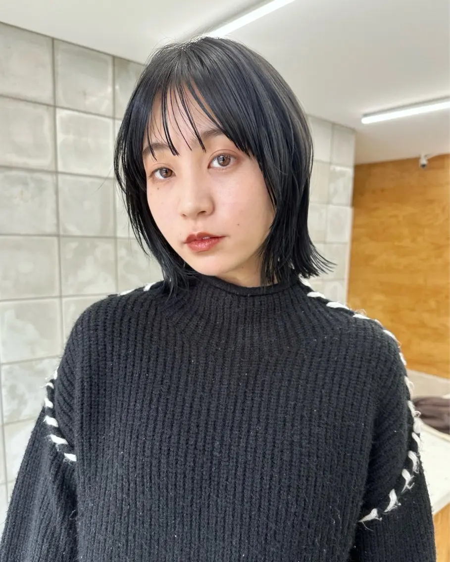 ショート カラー ボブ 顔まわりレイヤー レイヤーカット 外ハネヘア カット ヘアカラー パーマ /レイヤー 榛地渉馬 /矢場町のヘアスタイル