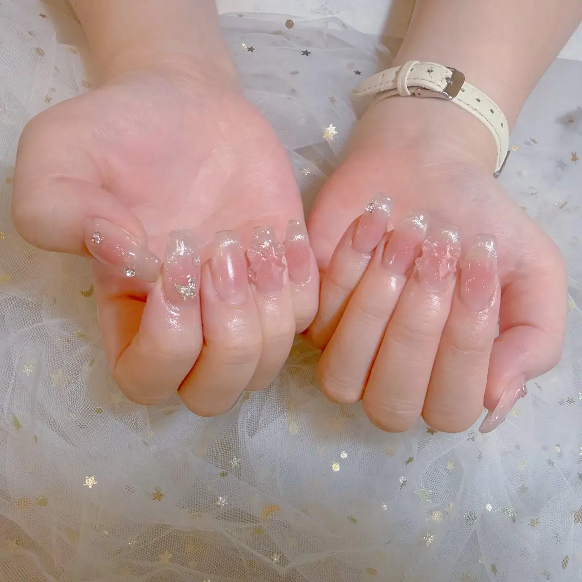 ネイル チークネイル 長さ出し フレンチネイル マグネットネイル マグネットフレンチ U.MI Nail Salonのネイルデザイン