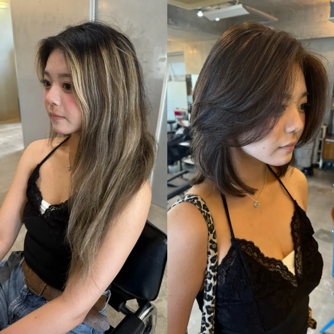 ミディアム レイヤーカット カット ヘアカラー レイヤーカット\ウル フ　chinatsuのヘアスタイル