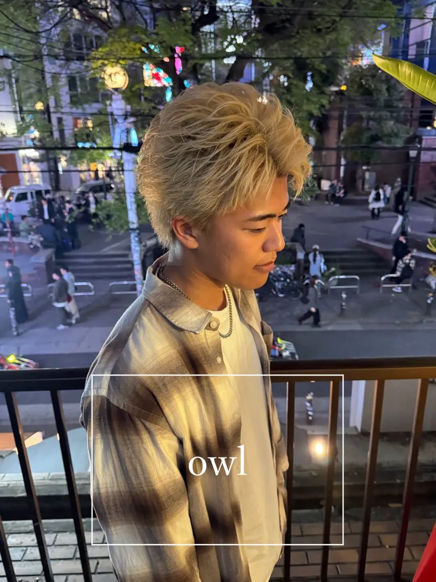 ショート カラー メンズ スパイキーショート ブロンド ショートヘア カット ヘアカラー トリートメント ヘアセット メンズ専門 美容師✨ アメ村 堀江颯瑛のヘアスタイル