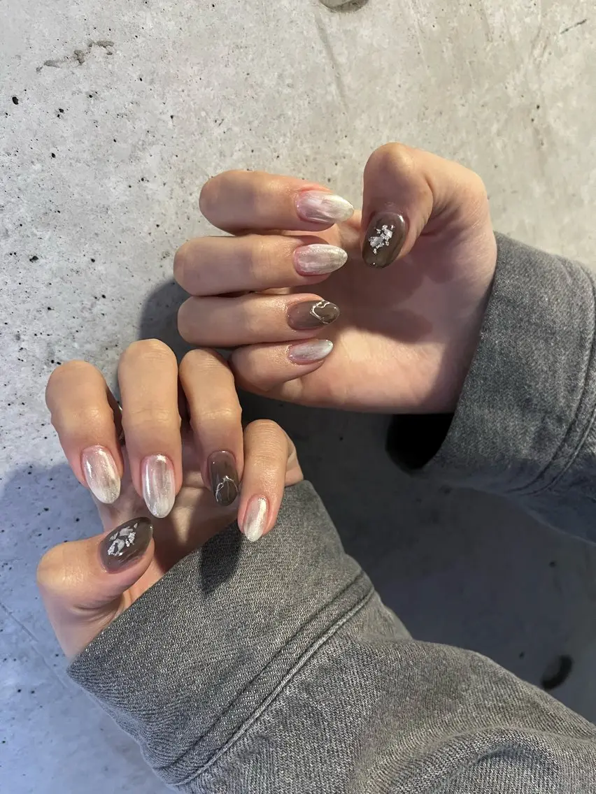 ネイル フレンチネイル ジェルネイル 韓国ネイル マグネットネイル ニュアンスネイル MARU NAIL mamiのネイルデザイン
