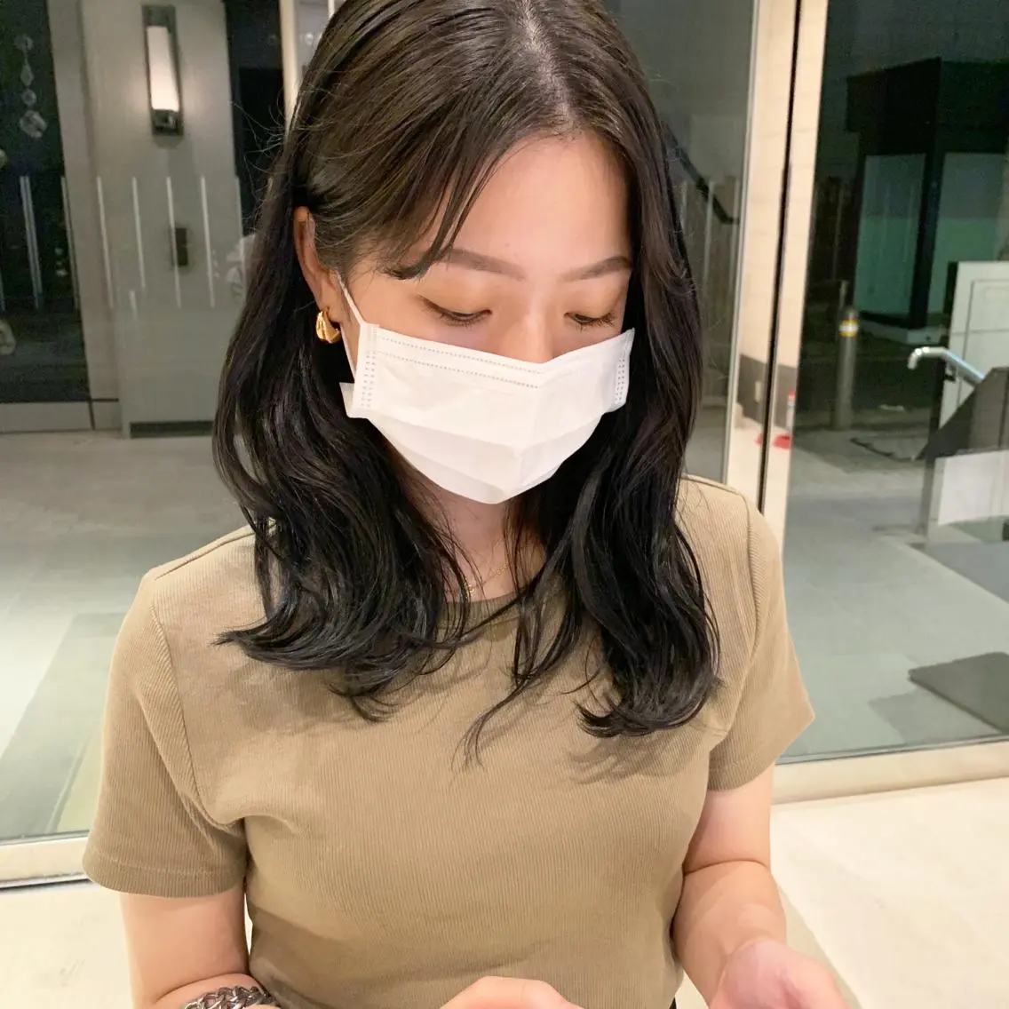 ミディアム フルガキ ハルカ天神美容室のヘアスタイル