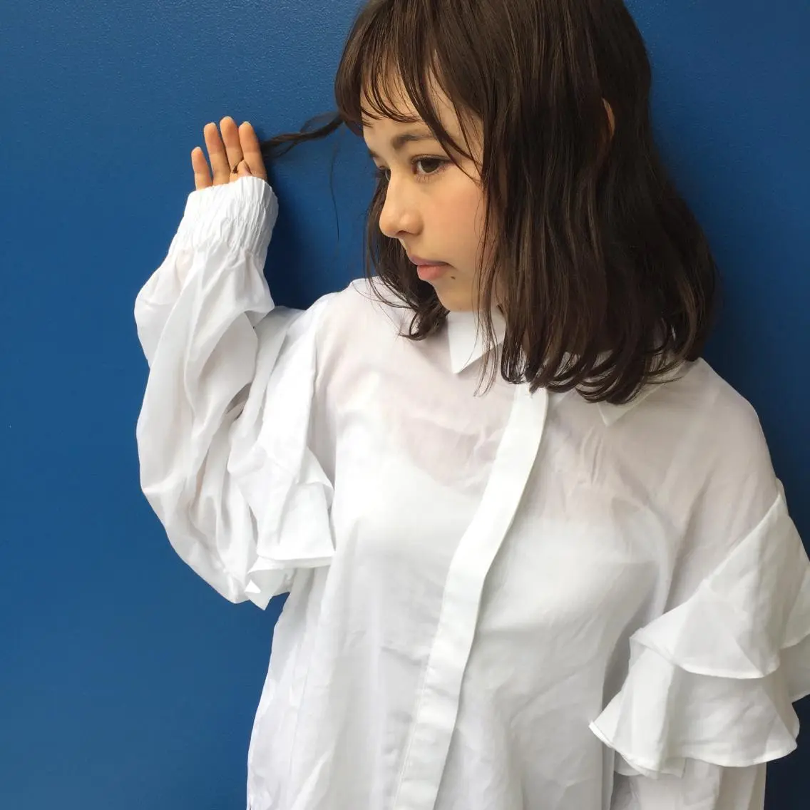 ミディアム 切りっぱなしボブ ミディアムパーマ アッシュ ボブ 外国人風カラー ショート職人 美容師【KENTA】のヘアスタイル