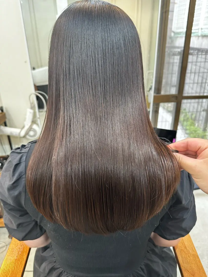 ロング 髪質改善 縮毛矯正 トリートメント 髪質改善/レイヤー ストウシンゴのヘアスタイル