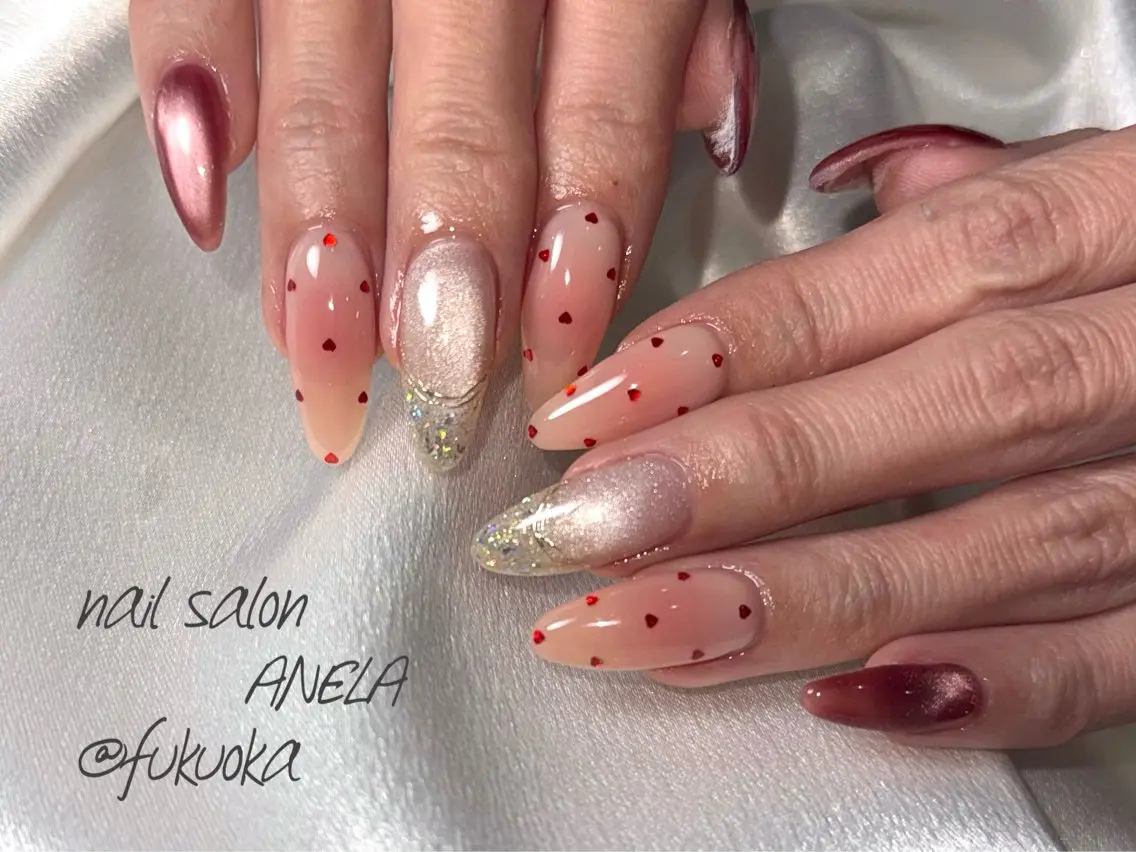 ネイル ハート ハンドネイル nail salon ANELA mayaのネイルデザイン