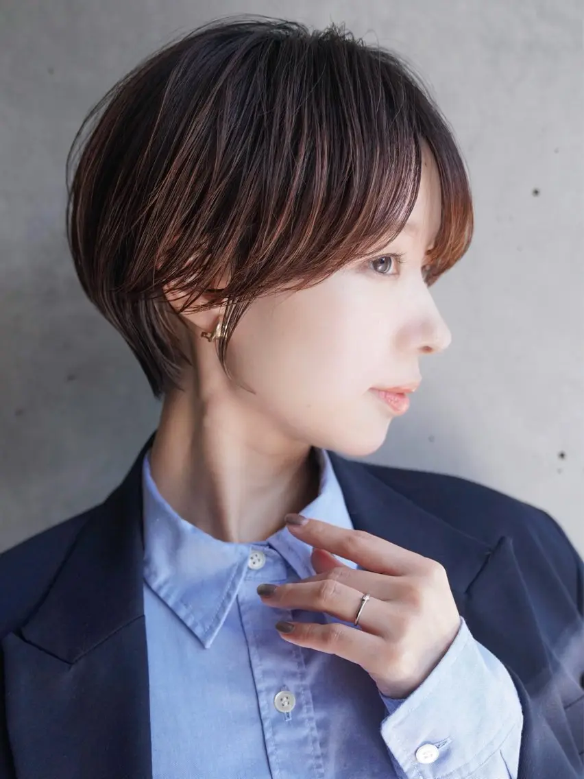 【垢抜け⭐️】似合わせショートヘア/ボブカット+透明感ハイライトカラー+うる艶トリートメントの写真