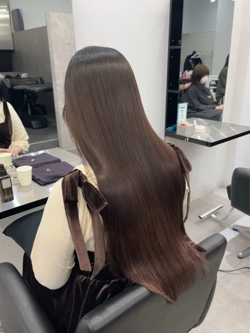 ロング カット ヘアカラー 縮毛矯正 トリートメント 髪質改善/縮毛矯正 梅田茶屋町/西尾祐作のヘアスタイル