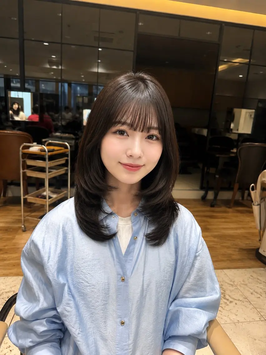 ミディアム 笹澤 奈央のヘアスタイル