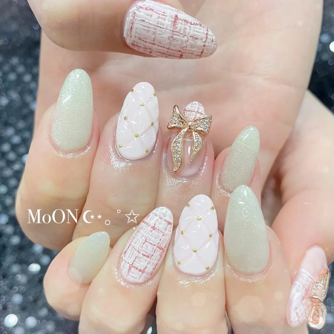 ネイル リボン ハンドネイル ハンドケア MoON...❤︎ MeGuのネイルデザイン