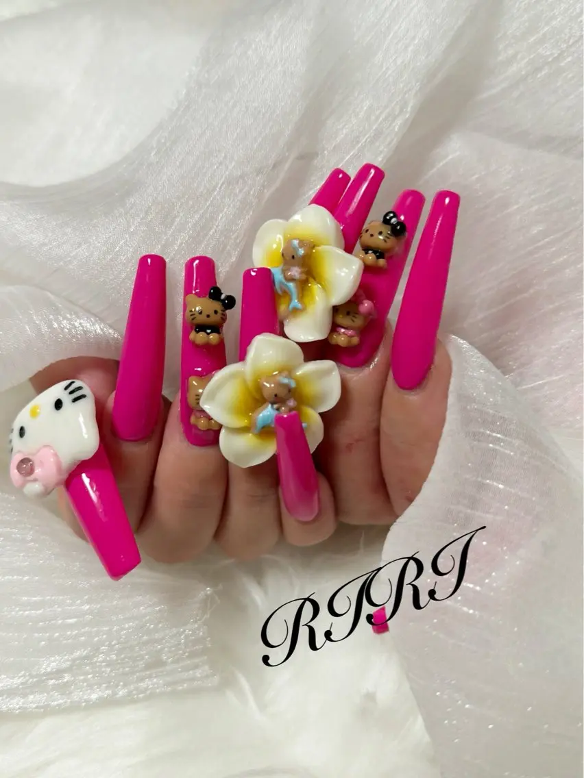 ネイル ジェルネイル ロングネイル ピンク スカルプネイル シンプルネイル ハンドネイル riri オーナーのネイルデザイン
