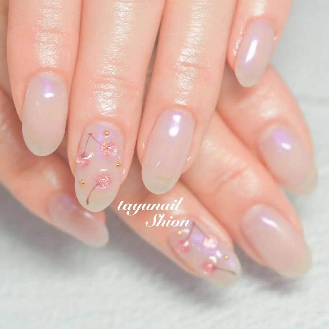 ネイル ブルー ジェルネイル パラジェル ぷっくりネイル シンプルネイル ネイルサロン 【たゆnail】のネイルデザイン