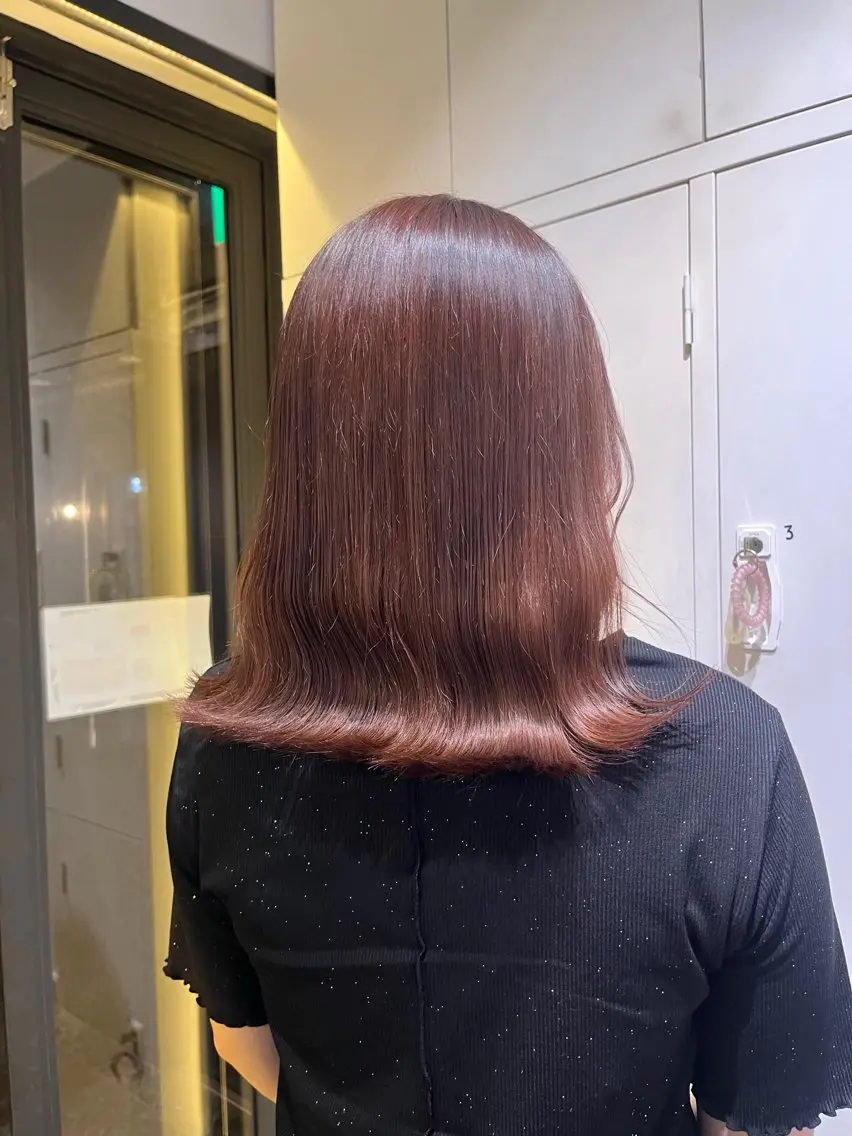 ミディアム カット ヘアカラー トリートメント 小顔カット/韓国 カラー🌙shikiのヘアスタイル