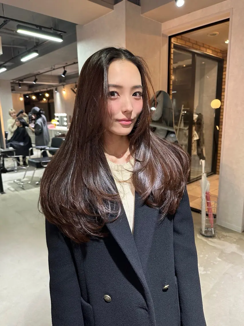 ロング ケアカラー ボブ 髪質改善 韓国風ヘア レイヤーカット カット ヘアカラー トリートメント 心斎橋 韓国レイヤ ー指名No.1renのヘアスタイル