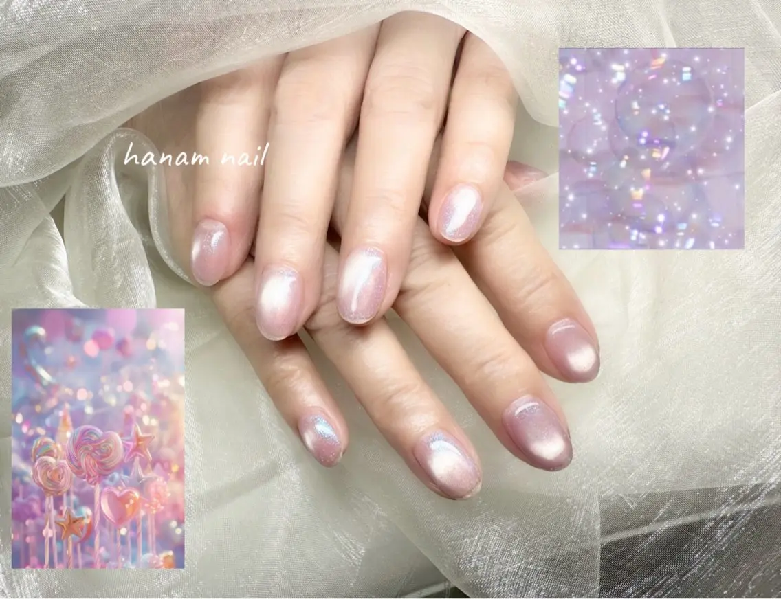 ネイル マグネットネイル マグネットワンカラー ワンカラーネイル ハンドネイル hanam nail 🌿🩵ハナムネイルのネイルデザイン