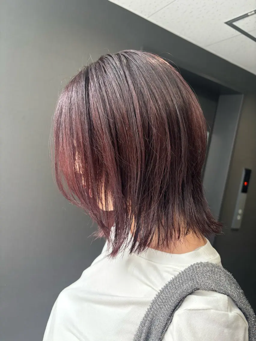 ミディアム カラー レッドカラー ハッシュカット カット ヘアカラー トリートメント ボブ/レイヤー/透明 感カラー/Dai🌿のヘアスタイル