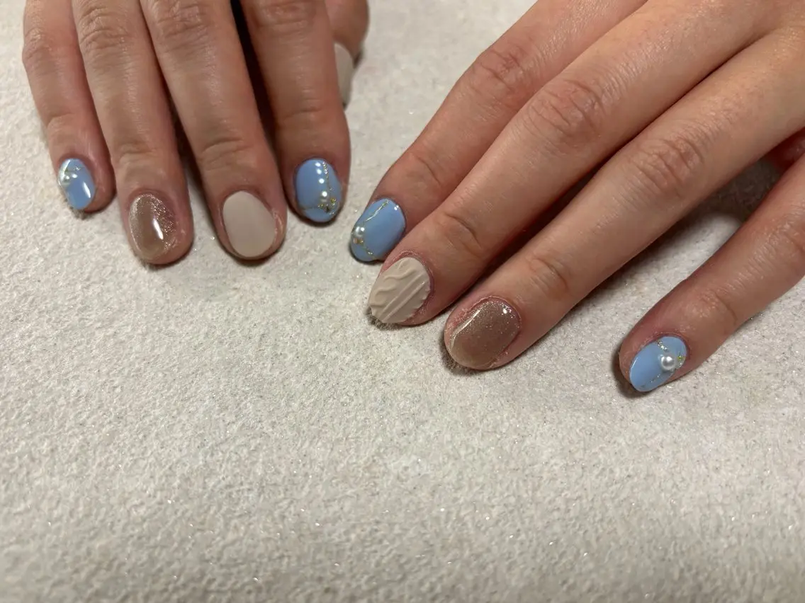 ネイル オーロラネイル フットネイル フレンチネイル ジェルネイル 韓国ネイル ハンドネイル kiki nail &brow二子玉川のネイルデザイン