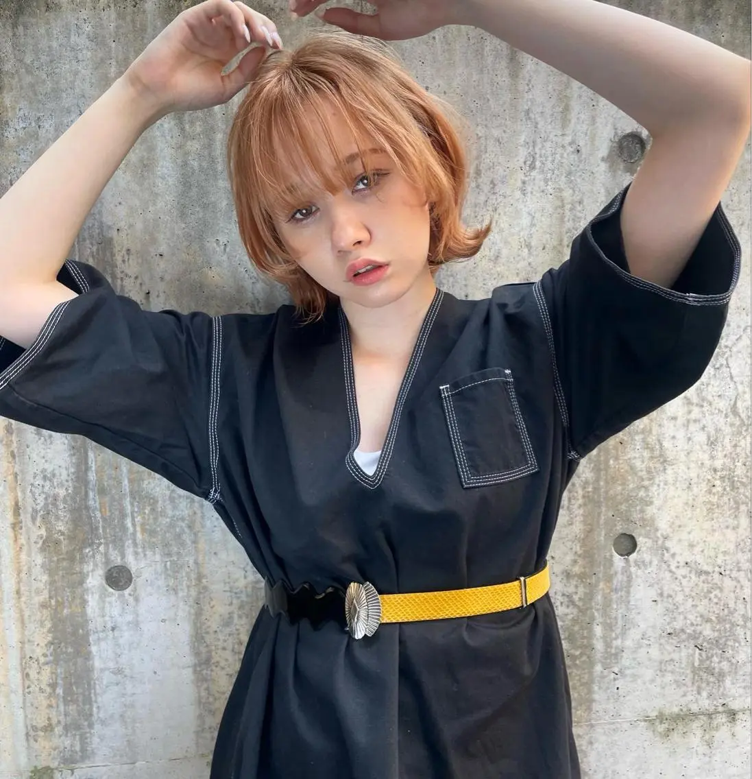 ショート カラー ショートボブ ベージュカラー ボルドーカラー デザインカラー グラデーションカラー ヘアカラー ショート/ボブ/ 心斎橋/宮脇美奈のヘアスタイル