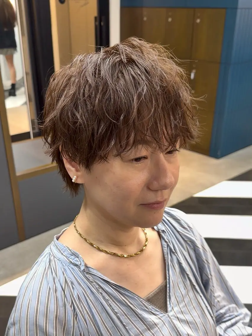 ミディアム カラー パーマ ヘアアレンジ メンズ 伊藤 陸のヘアスタイル