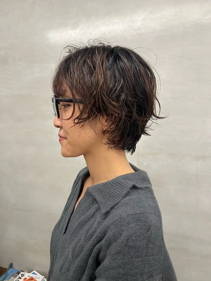 ショート カット パーマ ｻｶﾓﾄ ﾅｵﾐのヘアスタイル