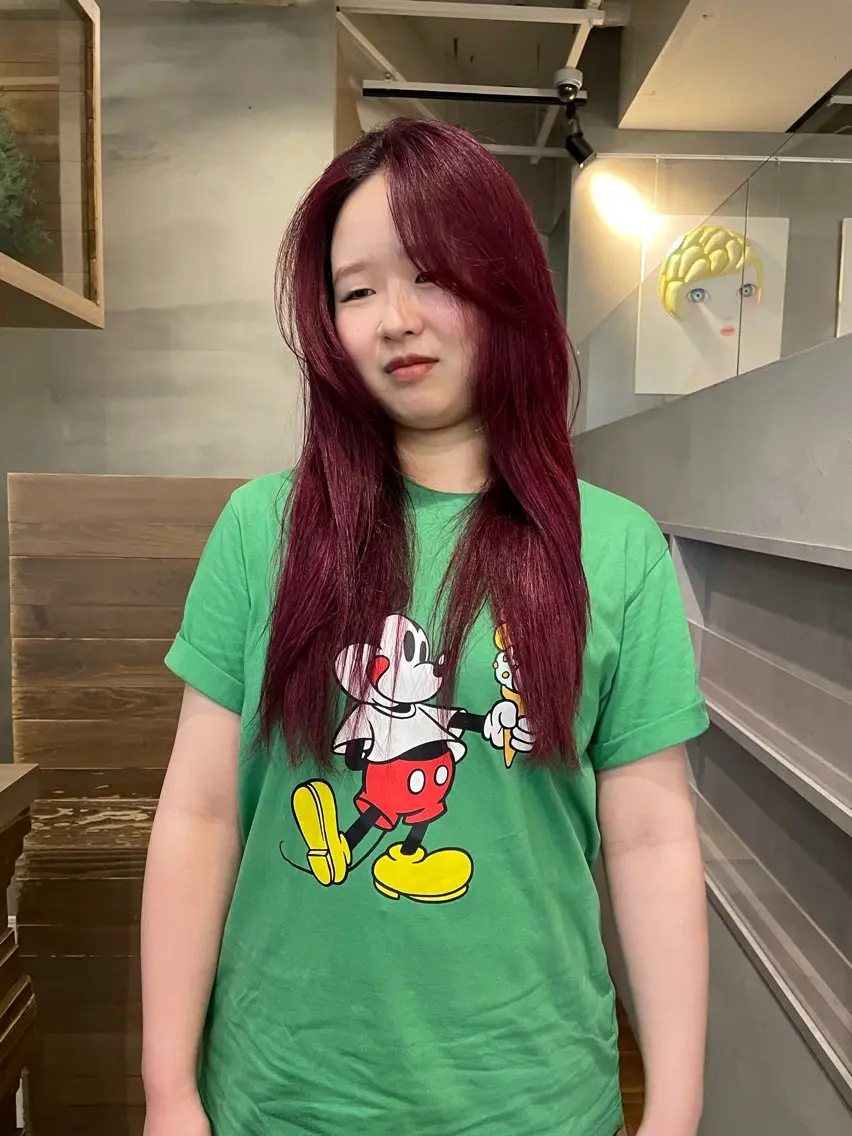 ロング カラー ブリーチ ダブルカラー ブリーチなしカラー ロング 長島 舞のヘアスタイル