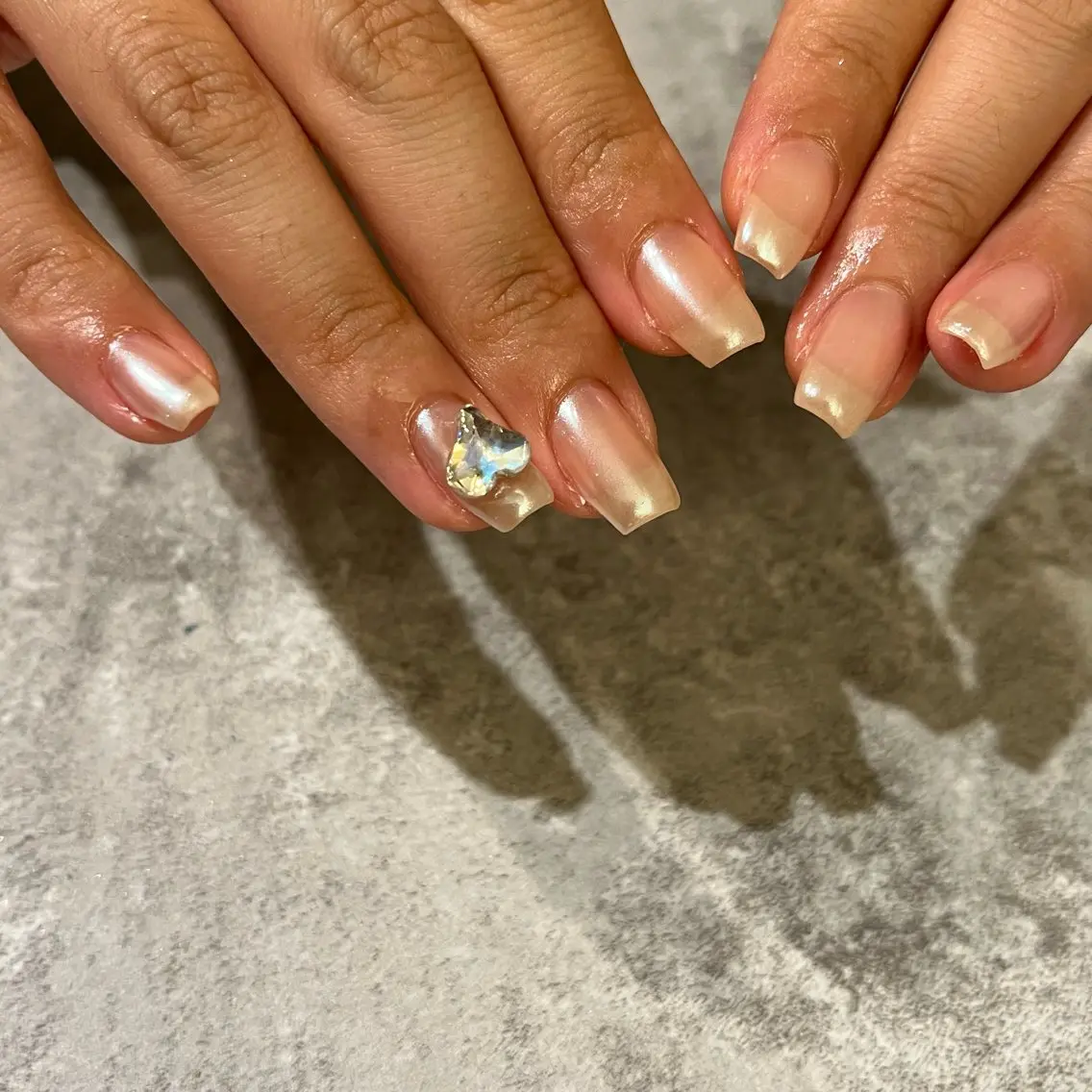 ネイル クリアネイル ハート ミラーネイル ハンドネイル Lélia nailのネイルデザイン