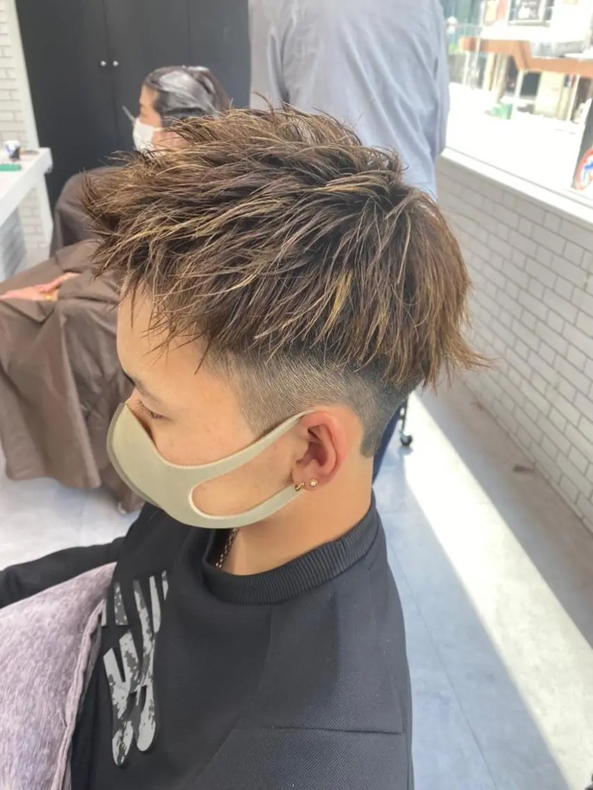 ミニモ限定価格🔥メンズカット+メンズハイライト メッシュキャップ使用の写真
